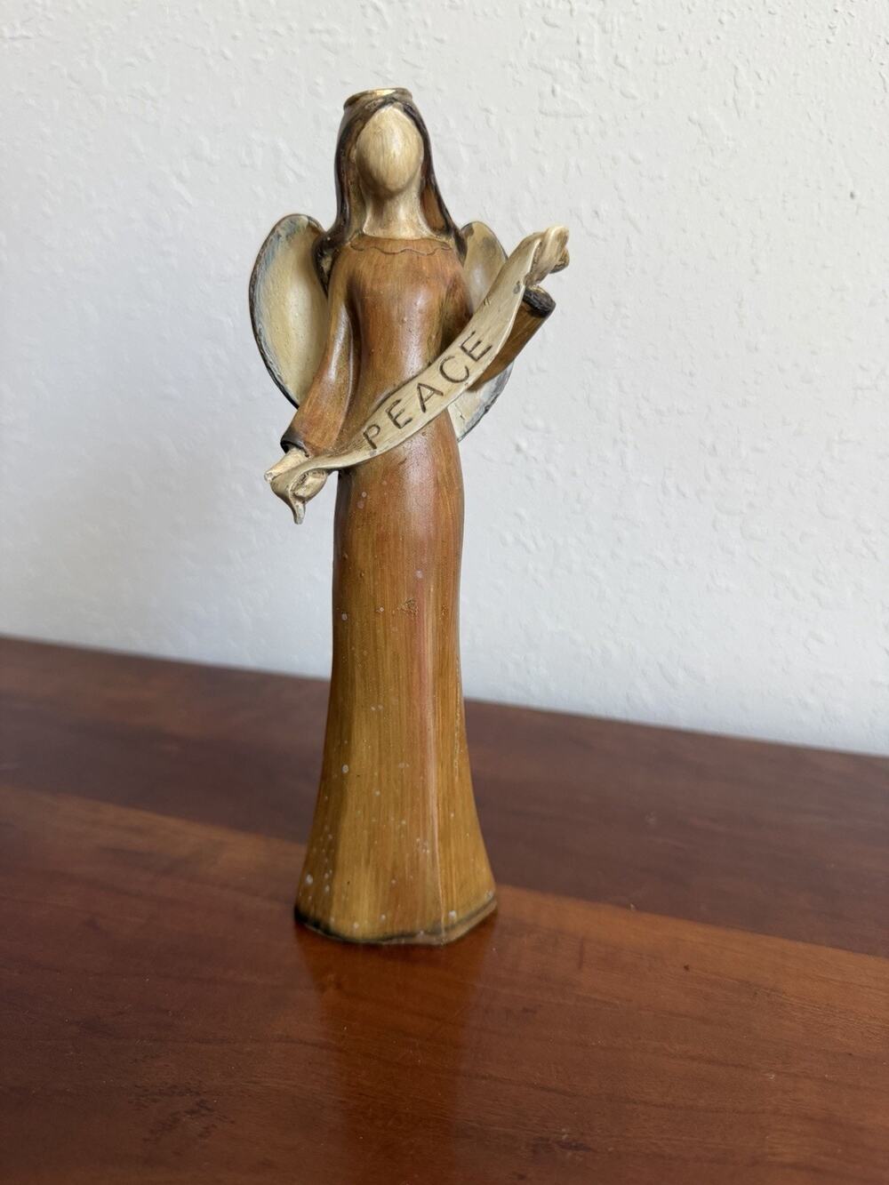 TII Collections Angel Orange Dress Holding a Peace Sign Vintage Resin Bible Love
